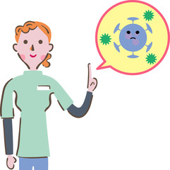 ウィルスと医師　イラスト
