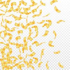 Korean won notes falling. Sparse WON bills on tran