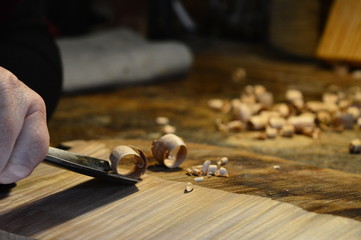 carpenter cutting wood