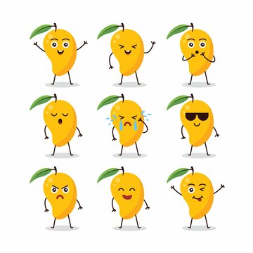 Cute mango fruit character set Illustration Design Template Vector