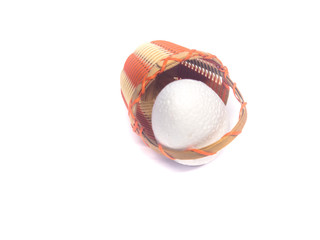 Basket and egg isolated on a white background. Set of easter egg and basket. Easter kit. Egg.