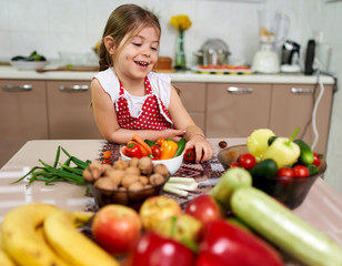 Young girl with vegetables
