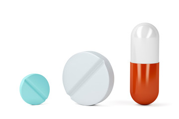 Medicaments on white background
