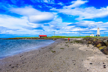 Beautiful Iceland coastal seascape panorama 