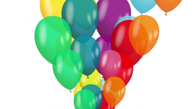 colorful party balloons isolated on white background, vector animation