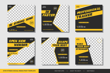 Gym Fitness social media post template Vector