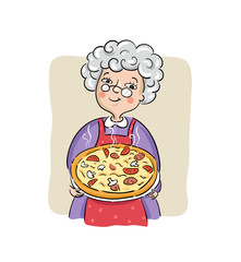 Grandma with her best pizza