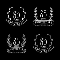 85 years anniversary logo collection. 85th years anniversary celebration hand drawn logotype. Vector and illustration. 