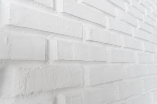 different view of the white brick wall,stylish white wall,white brick wall after repair © Vadym