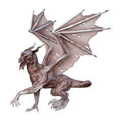 3D Rendering Fairy Tale Dragon on White