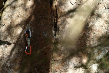 Carabiner in the rock