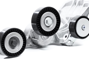 timing belt mechanism  car parts isolated on white background  - Image