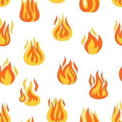 Fire flame seamless pattern. Hot lights silhouettes vector background