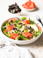 Grapefruit and fennel salad with Dijon mustard dressing and a purple sprouts