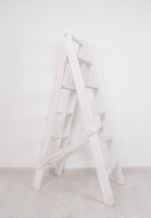 white wooden staircase on a white background