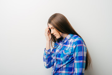 Young woman with sinus pressure pain profile