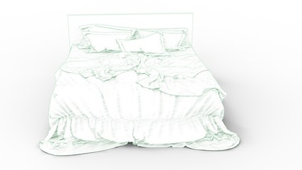3d illustration of the fancy bed