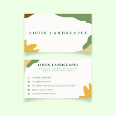 Minimal business card design abstract green yellow template