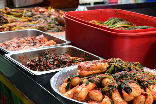 Kimchi sold at the market
