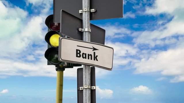 Street Sign the Way to Bank