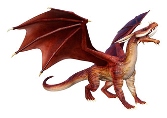 Fototapeta premium 3D Rendering Fairy Tale Dragon on White