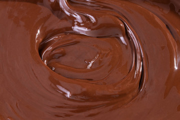 Chocolate texture. Liquid chocolate close-up.Textured dark chocolate