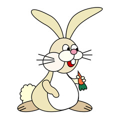 A cartoon Easter bunny, with carrot