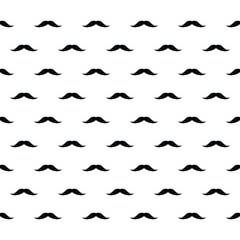 Seamless Pattern Mustache Isolated on White Background, Mustache Wallpaper.
