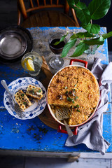 Pasticcio, traditional Greek casserole.style rustic.