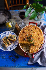 Pasticcio, traditional Greek casserole.style rustic.
