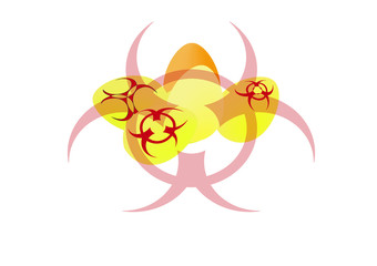 Eggs with the signs of biohazard logo  stylized symbolically as a biological danger sign on holiday editable 3d effect symbols quarantine  coronavirus covid-19 easter 2020 caution stay home  safety