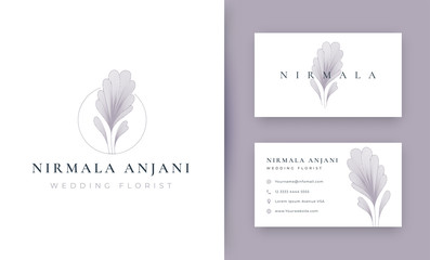 Floral minimal logo design with business card