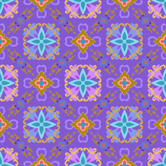 Colorful thai art seamless pattern fabric textile wallpaper.