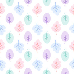 Cute pastel leaf seamless pattern background
