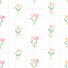 Cute tulip flowers seamless pattern background