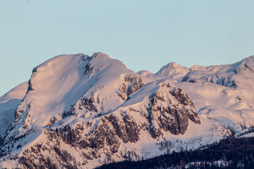 Ogradi and Debeli vrh in morning sunlight, winter time