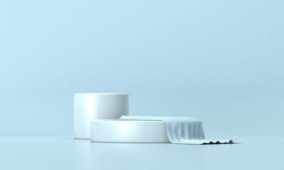 3D rendering of the blue geometric booth background.