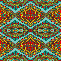 Bright ethnic festive seamless background. Tribal repeatable pattern.