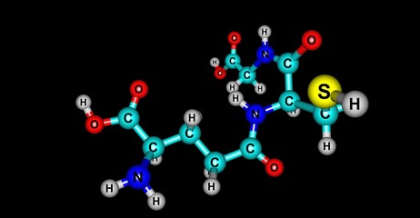 Glutathione molecular structure isolated on black