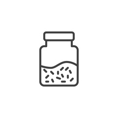 Spices in glass jar line icon. linear style sign for mobile concept and web design. Condiment jar outline vector icon. Symbol, logo illustration. Vector graphics