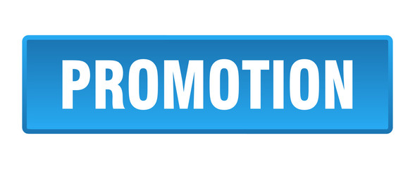 promotion button. promotion square blue push button