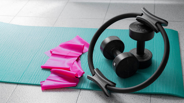 esterilla y pesa mas aro para pilates 