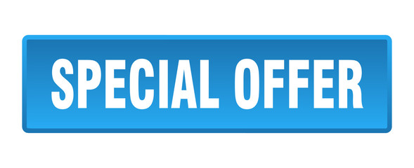 special offer button. special offer square blue push button