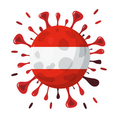 Coronavirus. COVID-19, Red virus with country flag Austria