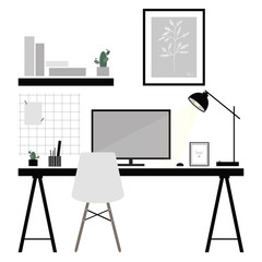 Table icon. Workplace, office, home interior, freelance.