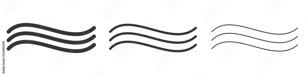 Wall mural set of thin waves. vector waves linear icons