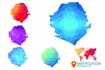 Sierra Leone Map - Set of geometric rumpled triangular low poly style gradient graphic background , Map world polygonal design for your . Vector illustration eps 10.