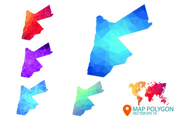 Jordan Map - Set of geometric rumpled triangular low poly style gradient graphic background , Map world polygonal design for your . Vector illustration eps 10.