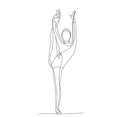 drawing, one line gymnastics girl, stretching