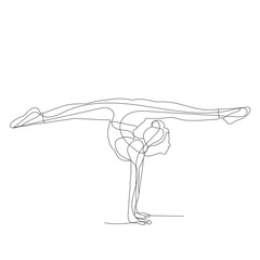isolated, drawing, one line gymnastics girl, stretching